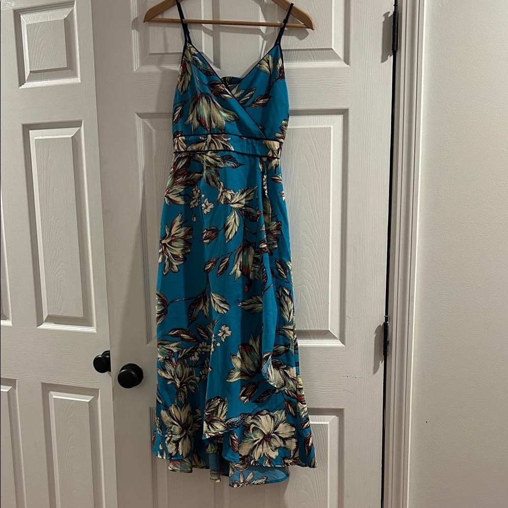 Land of the Free Floral Blue Spaghetti Strap Dress